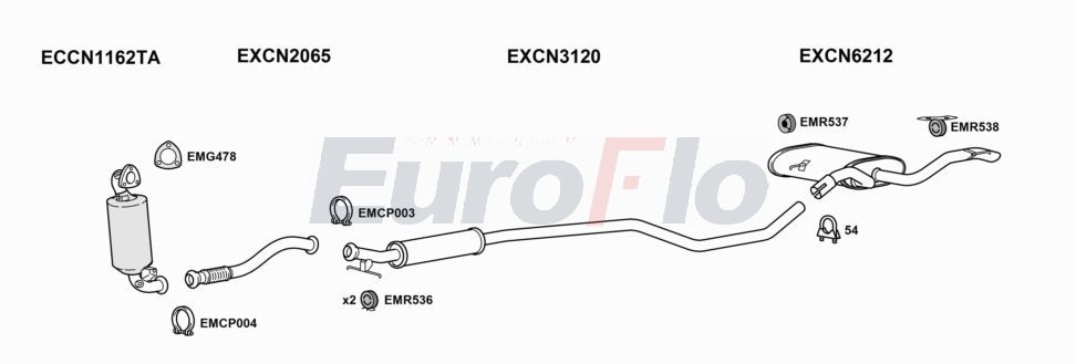 Układ wydechowy EUROFLO CNC4ST166001