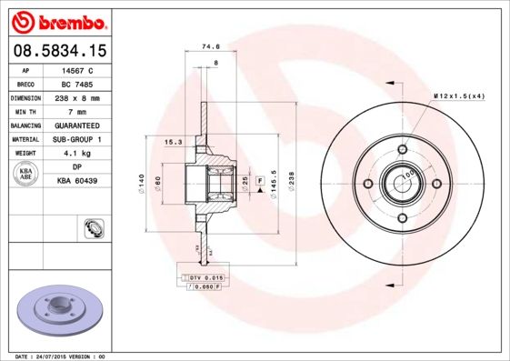Tarcza hamulcowa AP 14567 C