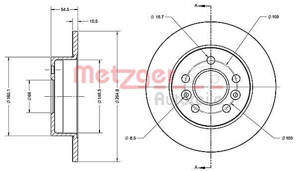 Tarcza hamulcowa METZGER AUTOTEILE 6110273