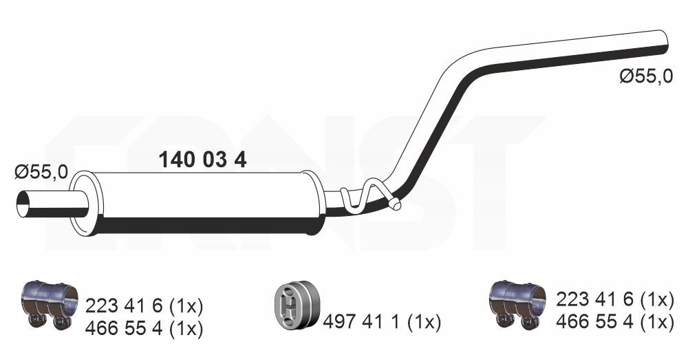 Střední tlumič výfuku ERNST 140034