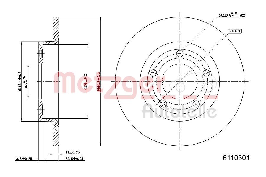Disc frana METZGER 6110301