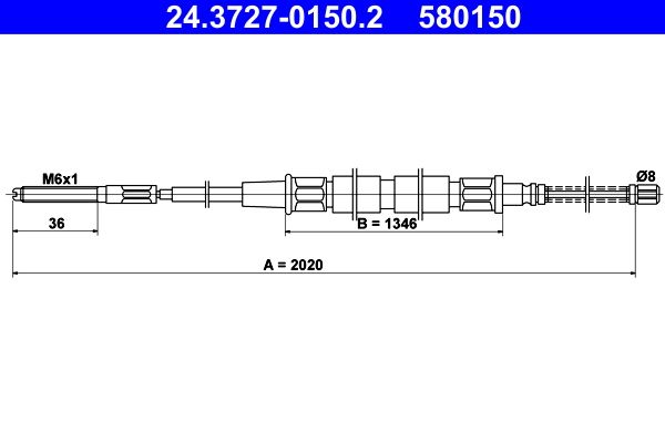 Cablu, frana de parcare ATE 24.3727-0150.2