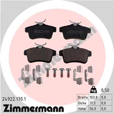 Sada brzdových platničiek kotúčovej brzdy ZIMMERMANN 24922.170.1