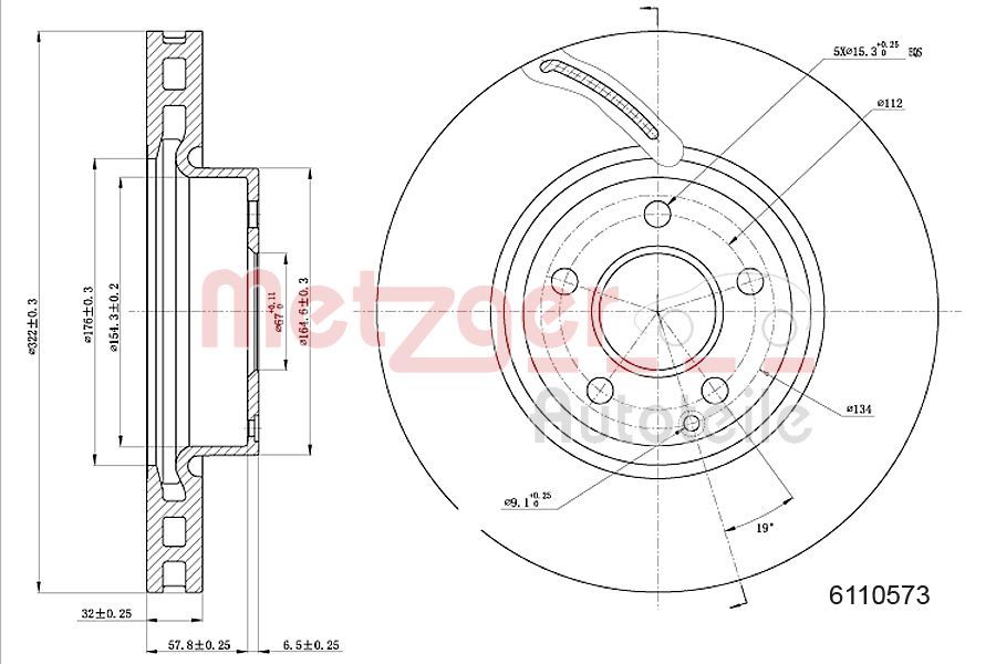 Tarcza hamulcowa METZGER AUTOTEILE 6110573