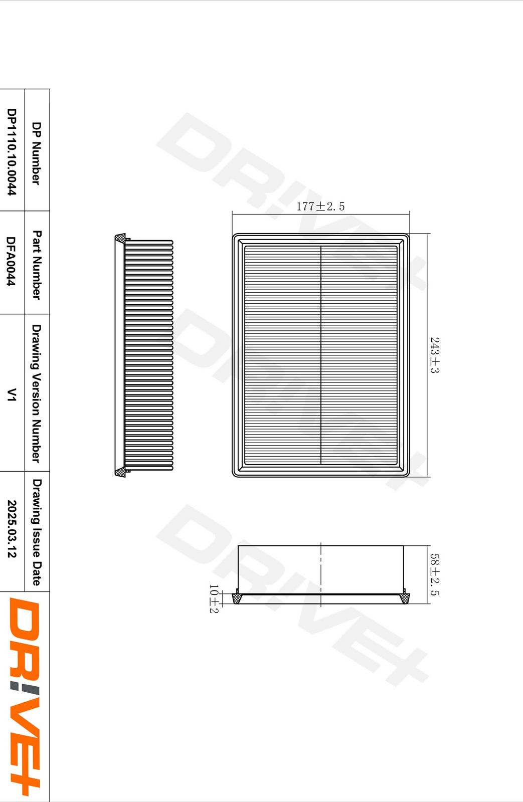 Filtru aer Dr!ve+ DP1110.10.0044