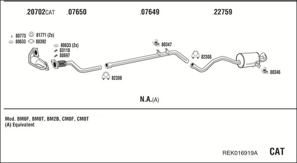 Układ wydechowy WALKER REK016919A