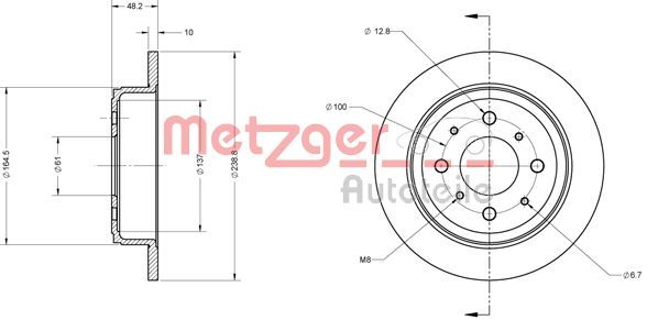 Tarcza hamulcowa METZGER AUTOTEILE 6110244