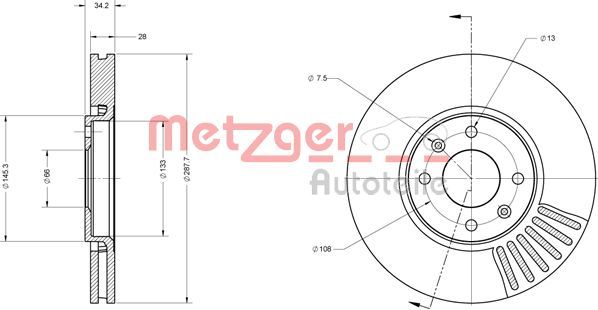 Tarcza hamulcowa METZGER AUTOTEILE 6110562
