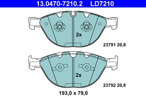 Sada brzdových destiček, kotoučová brzda ATE 13.0470-7210.2