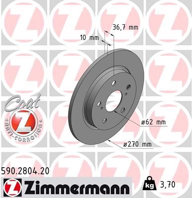 Brzdový kotouč ZIMMERMANN 590.2804.20