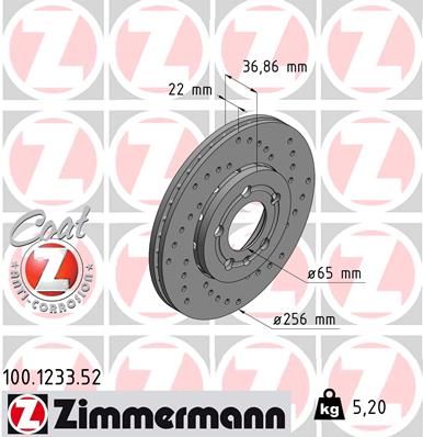 Tarcza hamulcowa ZIMMERMANN 100.1233.52
