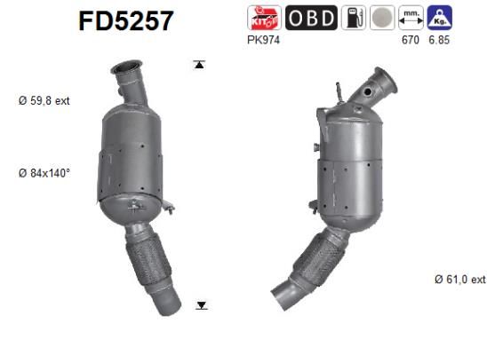 Filtr sadzy / filtr cząstek stałych, układ wydechowy AS 18308514481