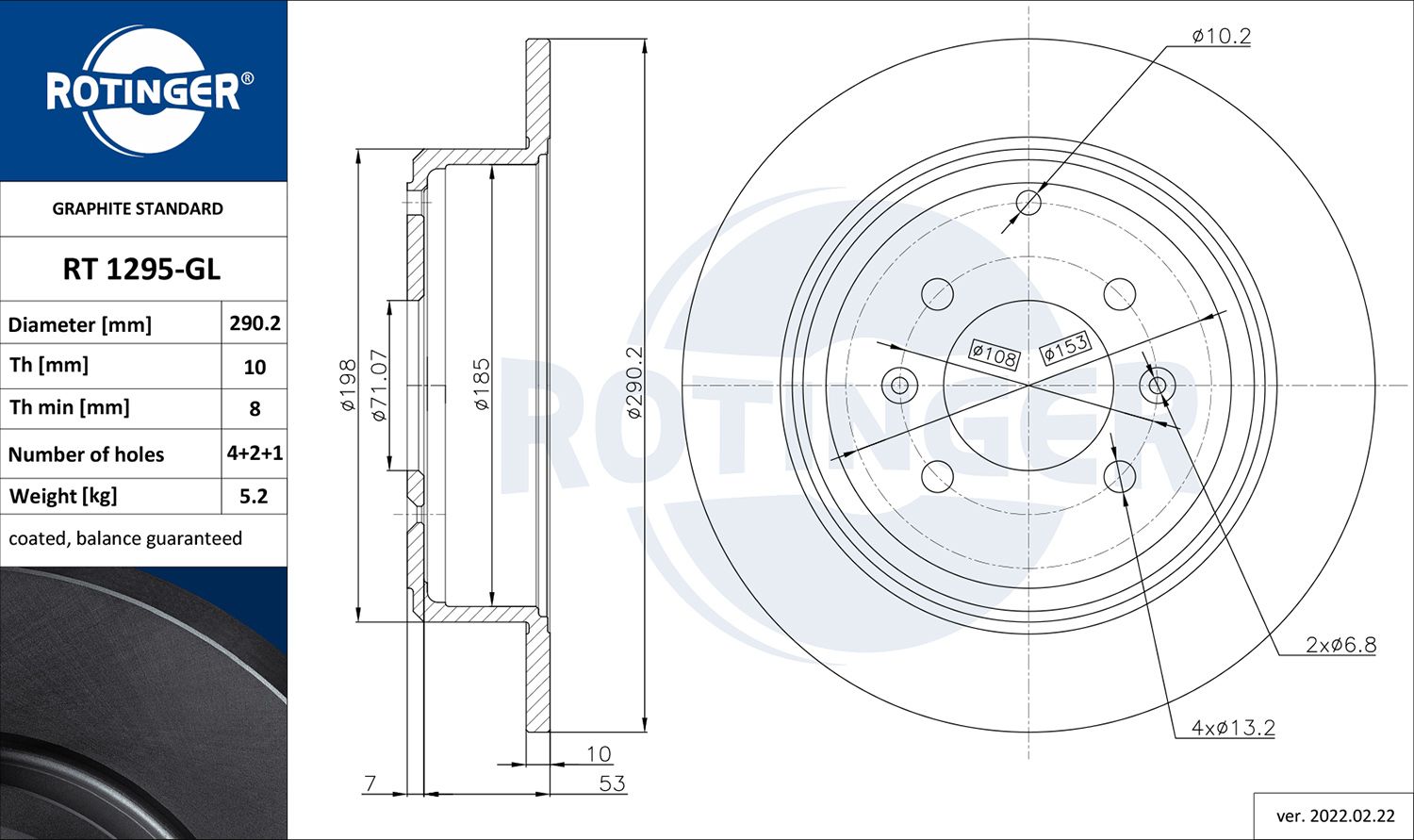 Tarcza hamulcowa ROTINGER RT 1295-GL