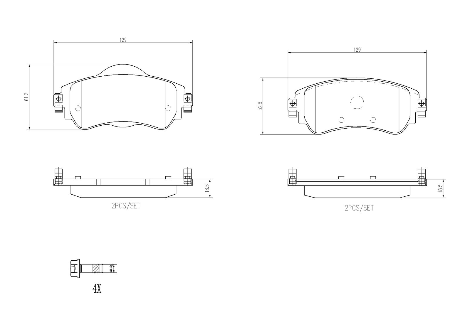 Zestaw klocków hamulcowych, hamulce tarczowe BREMBO P 61 105