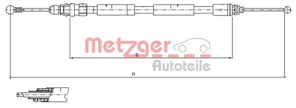 Cięgło, hamulec postojowy METZGER AUTOTEILE 11.6808