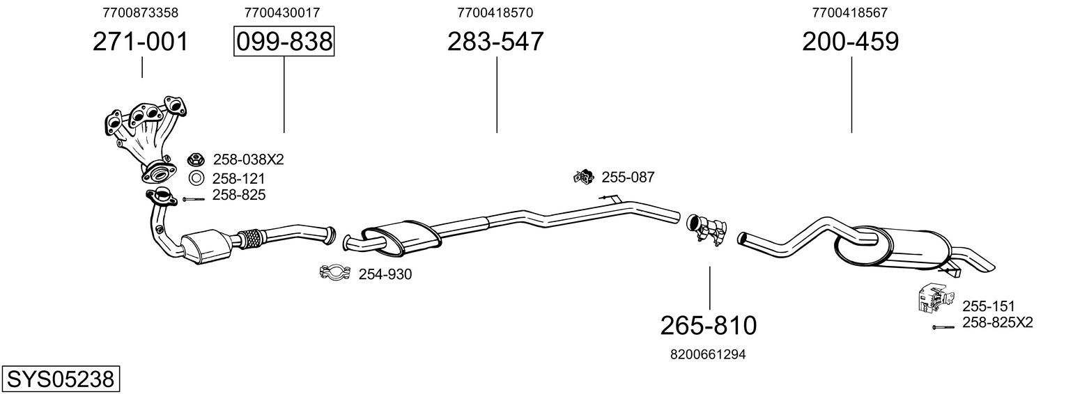 Układ wydechowy BOSAL SYS05238