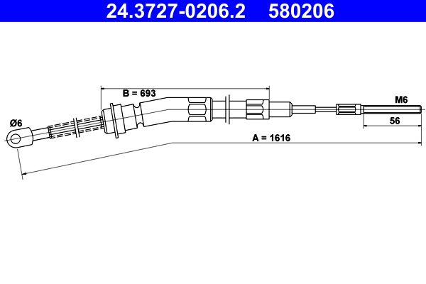 Tažné lanko, parkovací brzda ATE 24.3727-0206.2