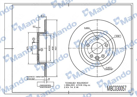 Tarcza hamulcowa MANDO MBC030057