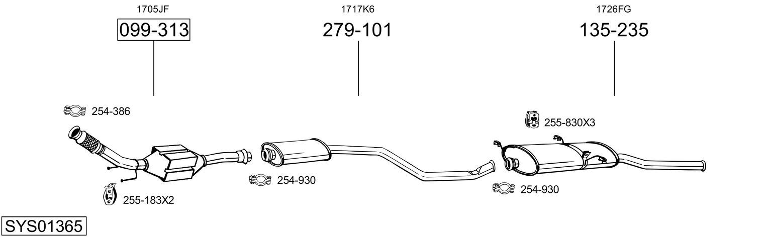 Układ wydechowy BOSAL SYS01365