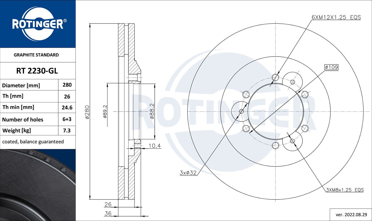 Tarcza hamulcowa ROTINGER RT 2230-GL