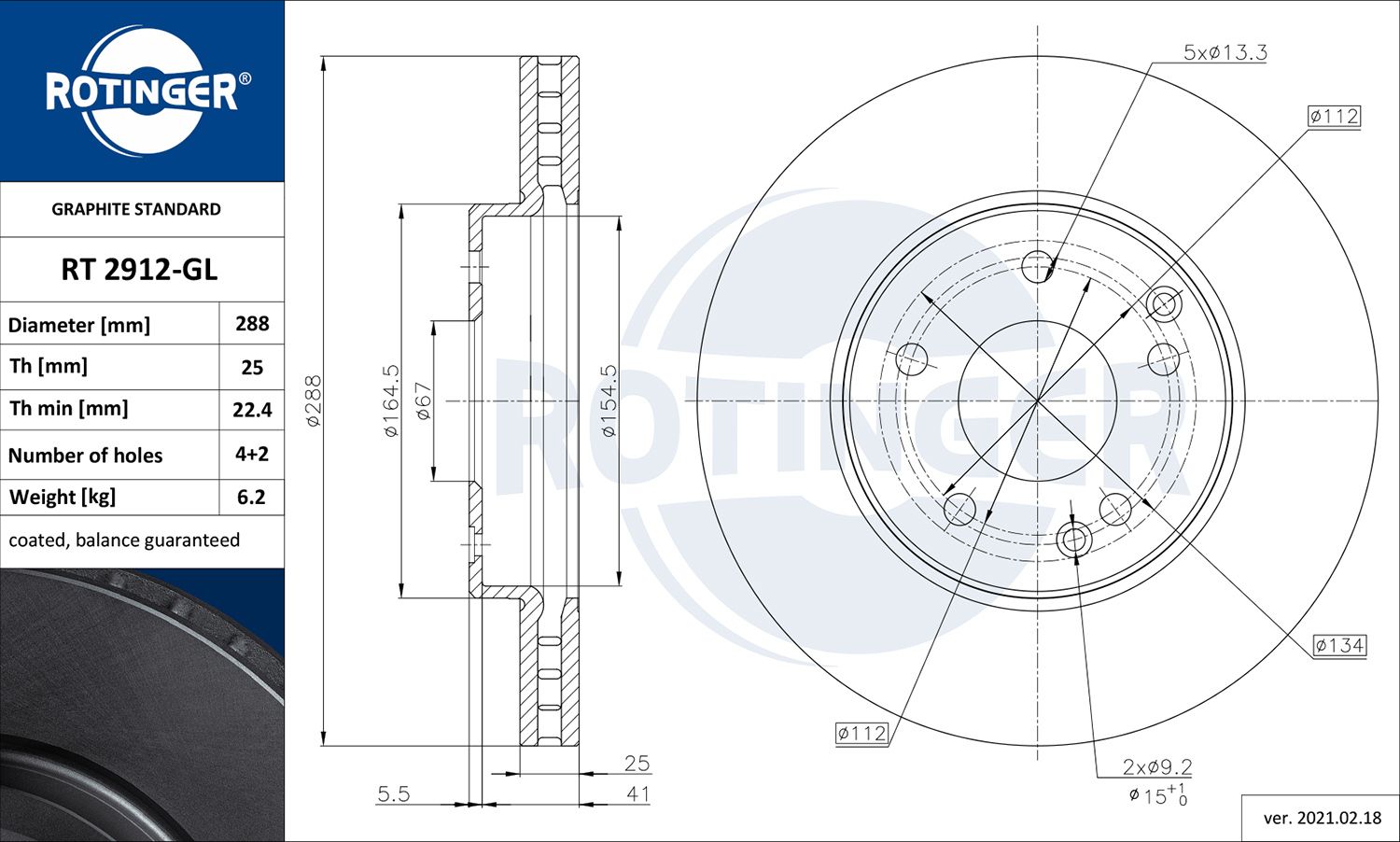 Disc frana ROTINGER GRAPHITE LINE RT 2912-GL