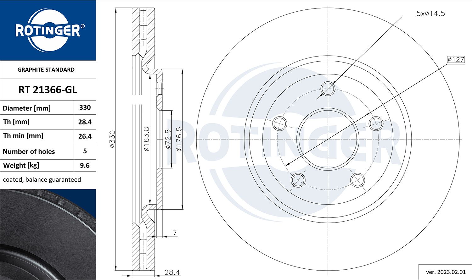 Disc frana ROTINGER GRAPHITE LINE RT 21366-GL