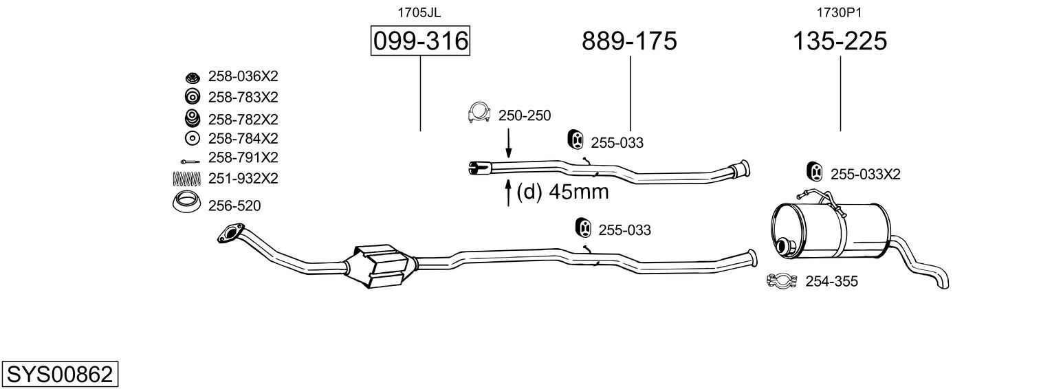Układ wydechowy BOSAL SYS00862