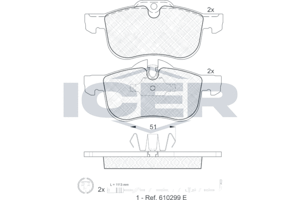 Zestaw klocków hamulcowych, hamulce tarczowe ICER 181335-203