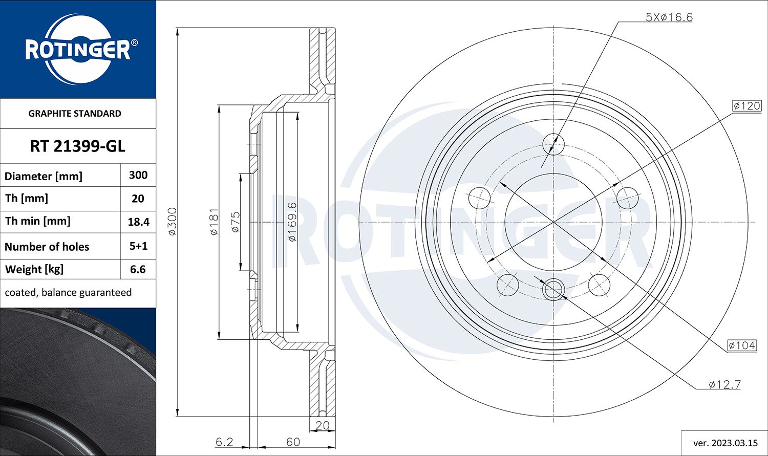 Disc frana ROTINGER GRAPHITE LINE RT 21399-GL