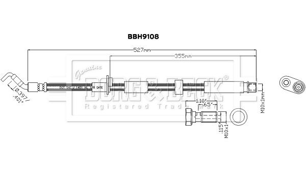 Przewód hamulcowy elastyczny BORG & BECK BBH9108