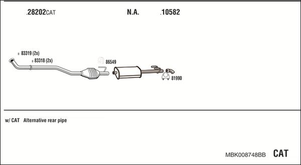 Układ wydechowy WALKER MBK008748BB