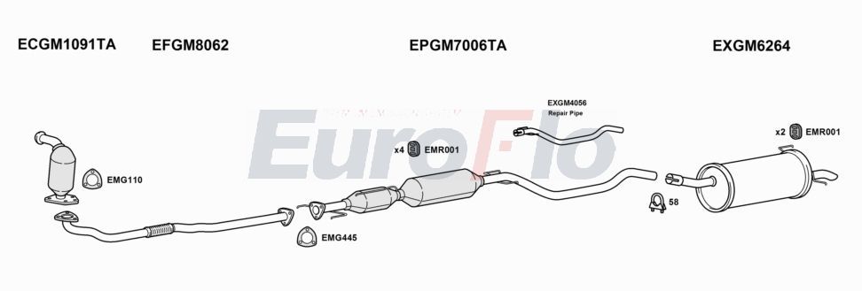 Układ wydechowy EUROFLO VLAST19D1001A00