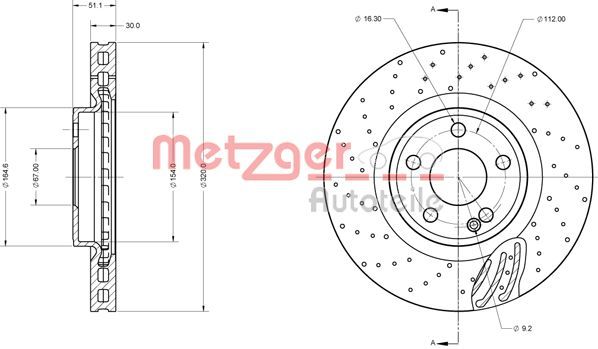 Tarcza hamulcowa METZGER AUTOTEILE 6110754