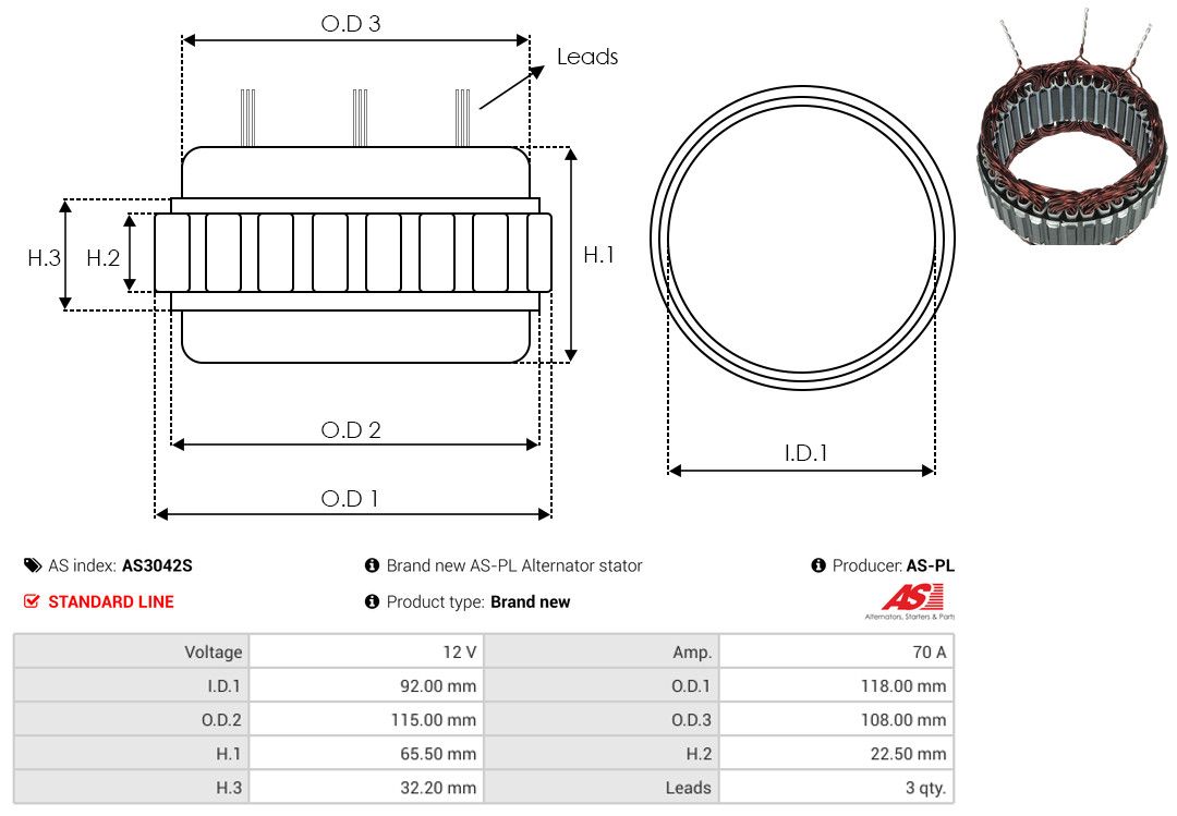 Levně Stator, generátor AS-PL AS3042S
