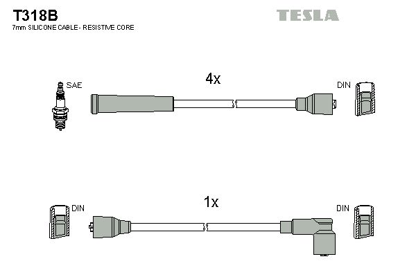 Zestaw przewodów zapłonowych TESLA T318B