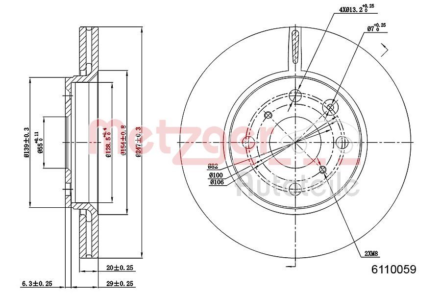 Tarcza hamulcowa METZGER AUTOTEILE 6110059