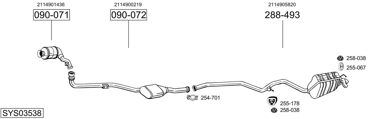 Układ wydechowy BOSAL SYS03538