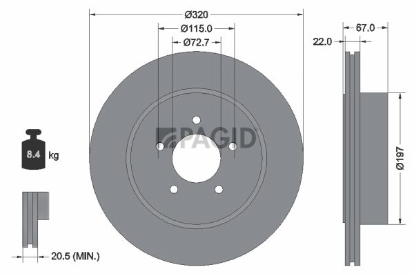 Tarcza hamulcowa PAGID 54772NC