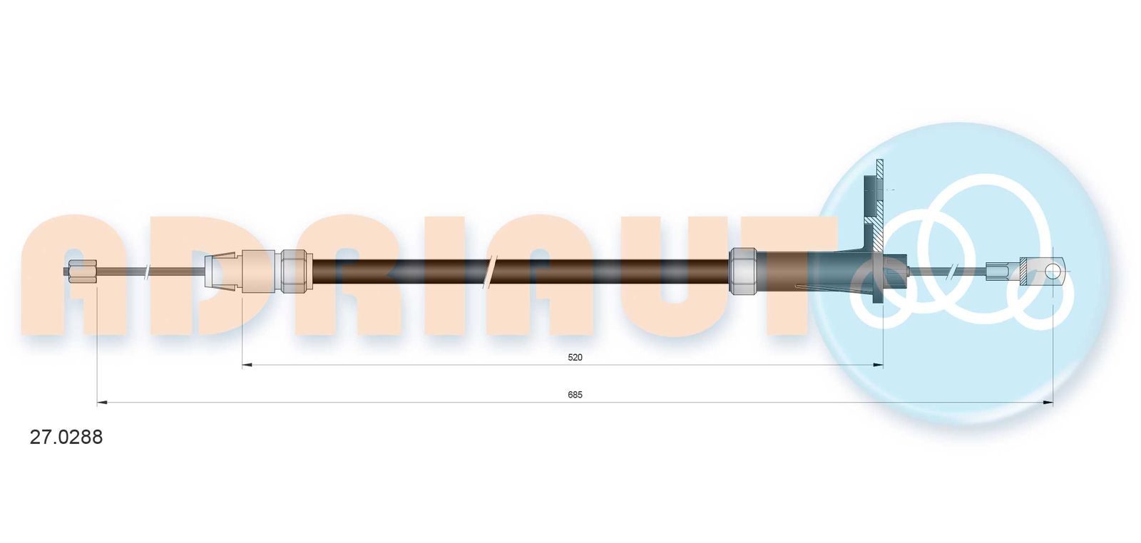 Cablu, frana de parcare ADRIAUTO 27.0288