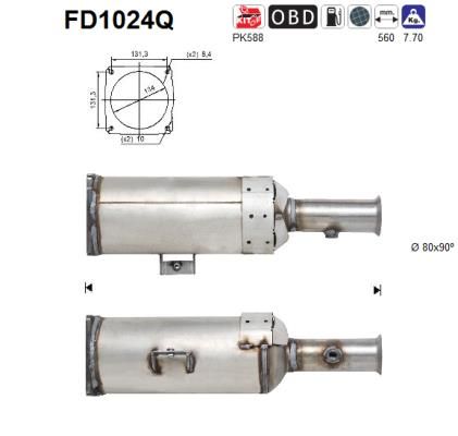 Filtr sadzy / filtr cząstek stałych, układ wydechowy AS FD1024Q