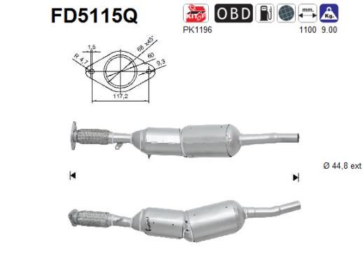 Filtr sadzy / filtr cząstek stałych, układ wydechowy AS FD5115Q
