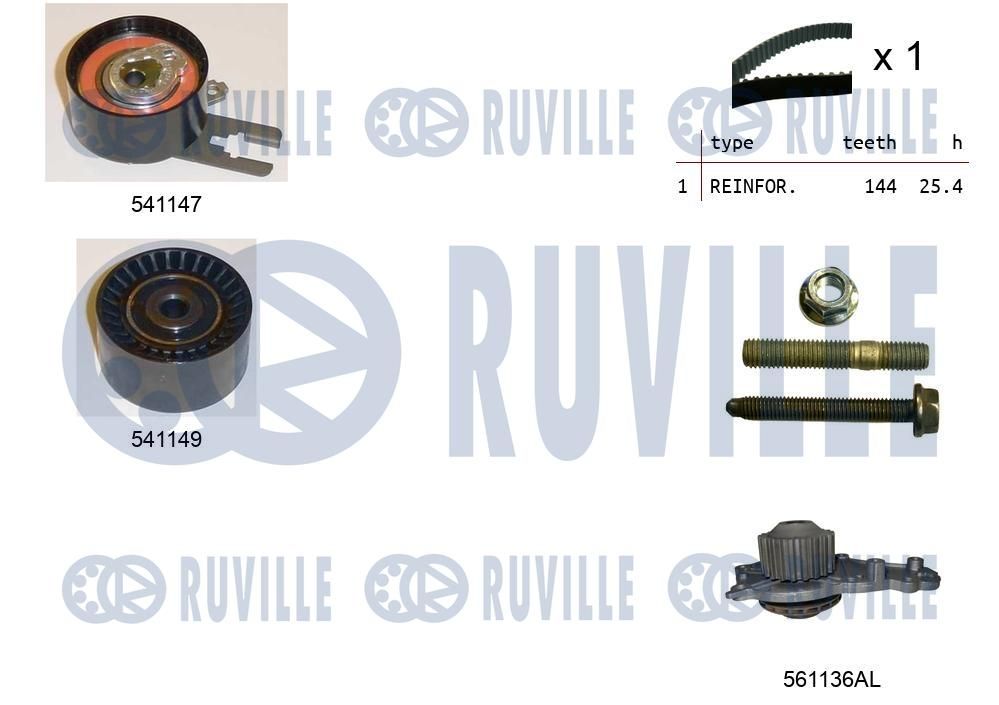 Pompa wodna + zestaw paska rozrządu RUVILLE 5500521