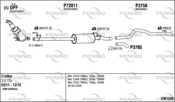 Układ wydechowy FENNO VW1008