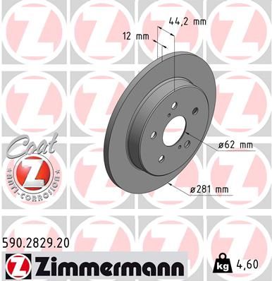 Brzdový kotouč ZIMMERMANN 590.2829.20