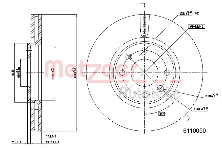 Tarcza hamulcowa METZGER AUTOTEILE 6110050