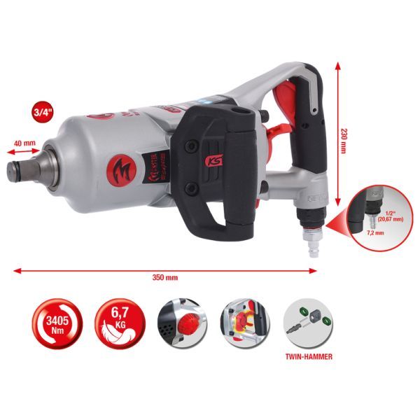 Mașină de înșurubat cu percuție (aer comprimat) KS TOOLS 515.3250