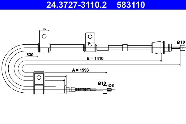 Cablu, frana de parcare ATE 24.3727-3110.2
