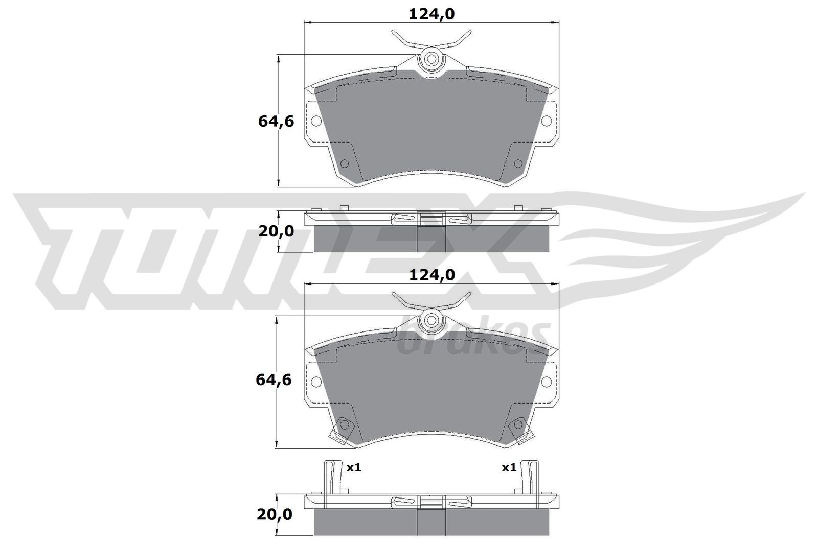 Levně Sada brzdových destiček, kotoučová brzda TOMEX Brakes 14-97