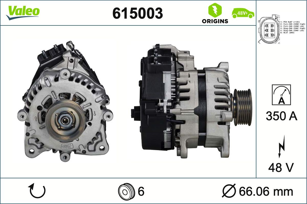 Generator start VALEO ORIGINS 48V IBSG - NEW O.E. TECHNOLOGY 615003