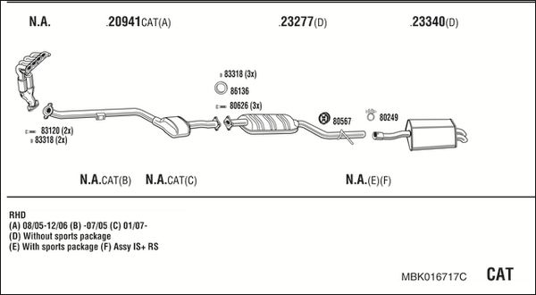 Układ wydechowy WALKER MBK016717C